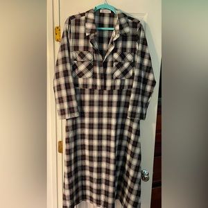 Plaid long sleeve Cupshe dress.  Empire waist, super cute with boots.